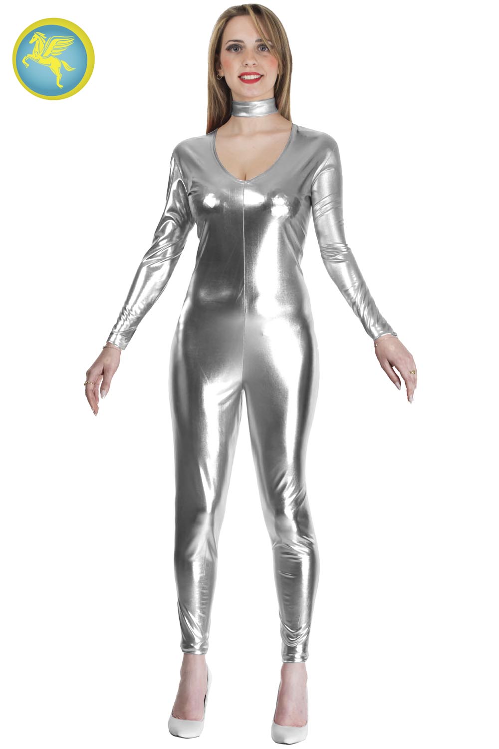 TUTA ELASTICIZZATA METALLIZZATA LUCIDA ARGENTO